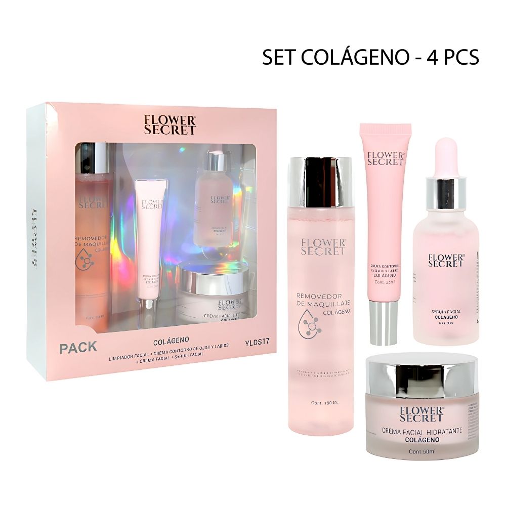 Set de 4 hidratantes faciales con colágeno flower secret