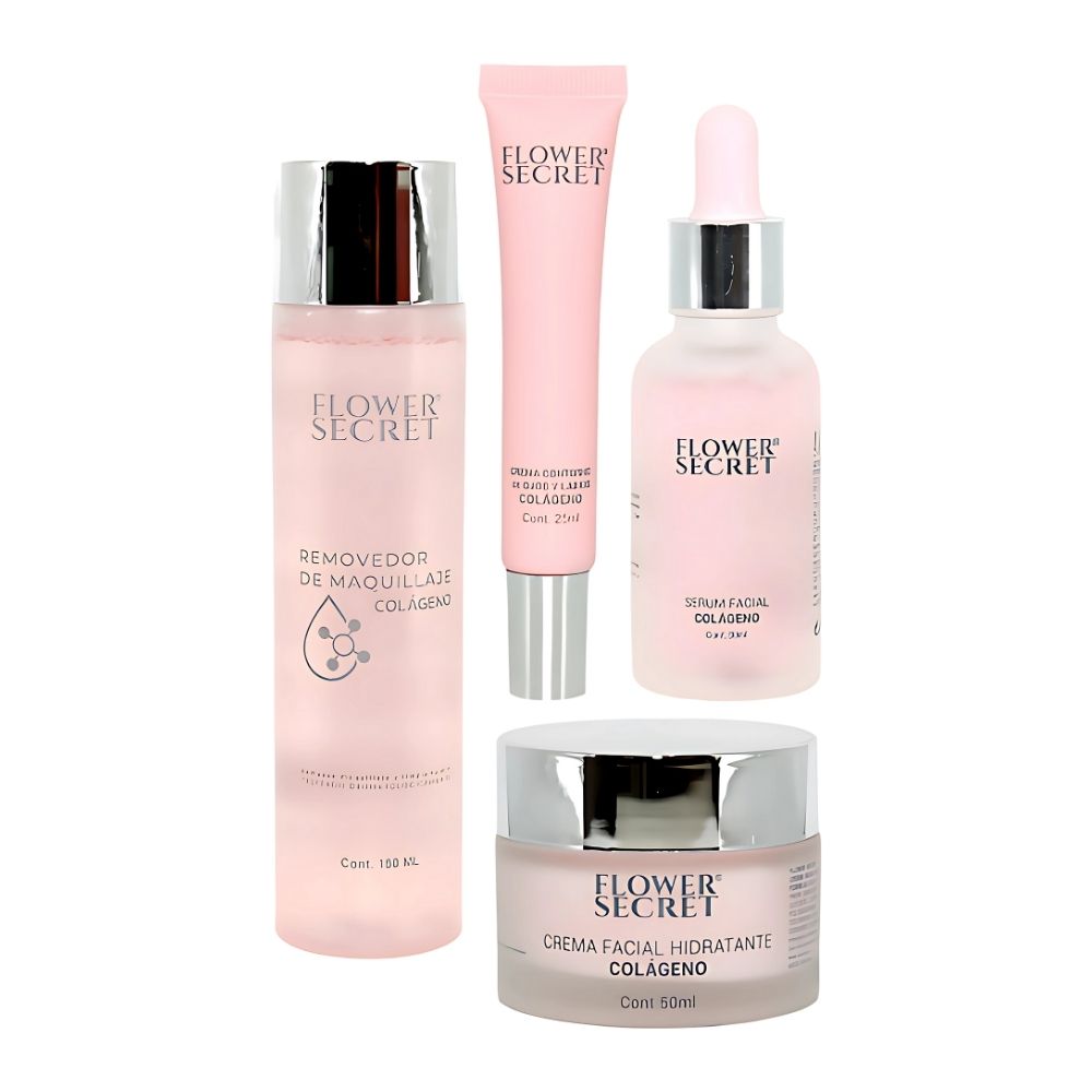 Set de 4 hidratantes faciales con colágeno flower secret