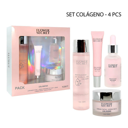Set de 4 hidratantes faciales con colágeno flower secret